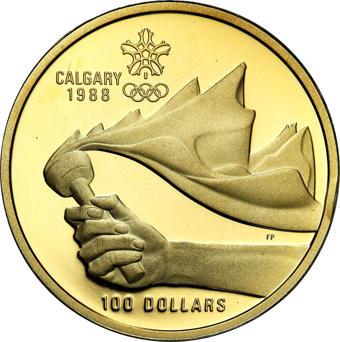 Kanada, Elżbieta II. 100 dolarów 1987, Igrzyska Olimpijskie w Calgary